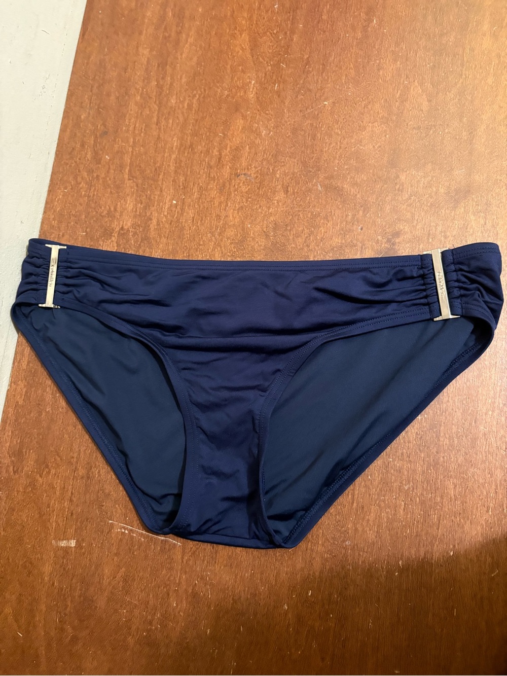 Calvin Klein Dark Navy Bikini Bottom with Gold Tabs